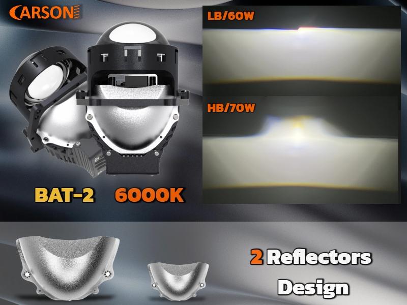 Carson BAT2--Cost-effective dual-reflector lens